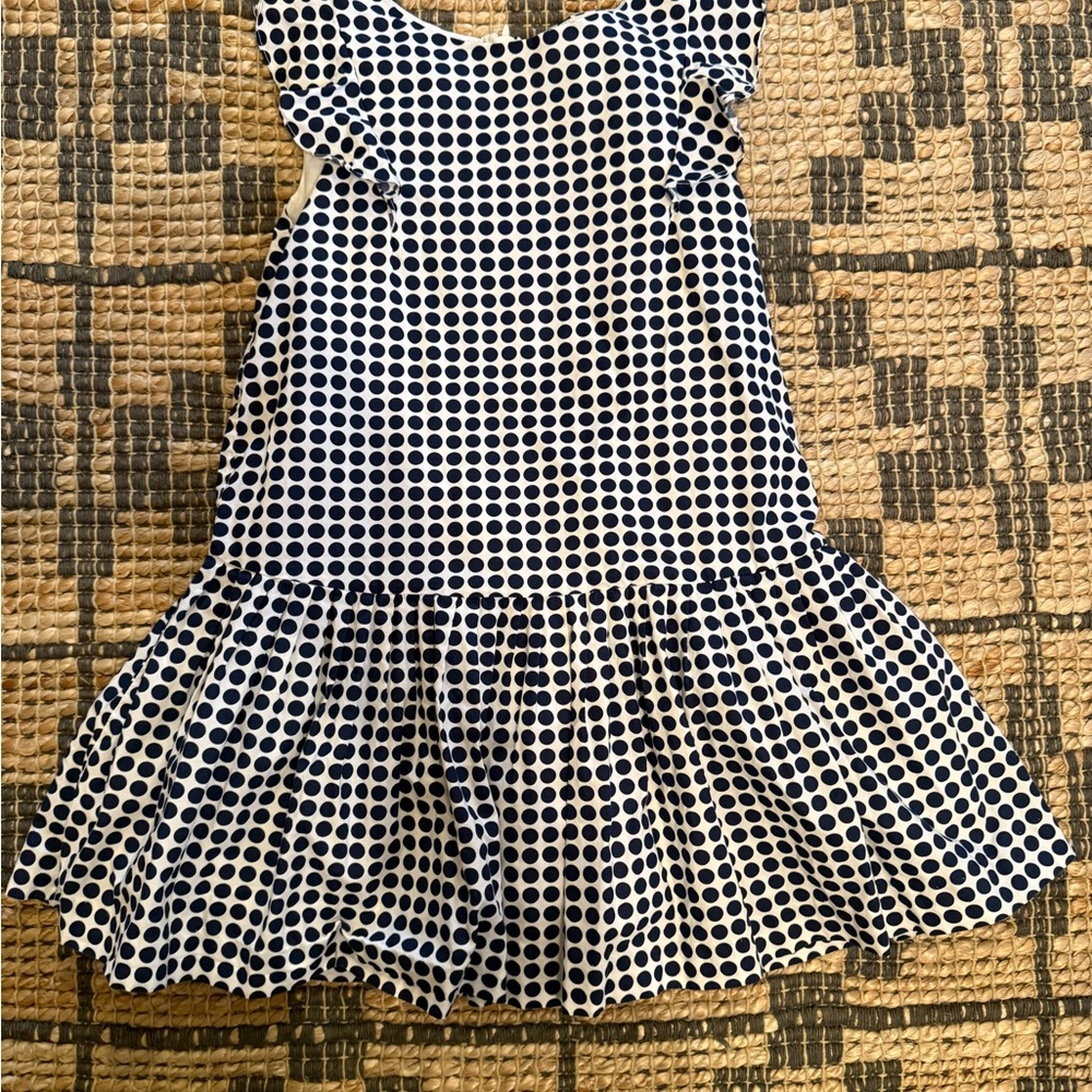 Jacadi Navy and White Polka Dot sleeveless Dress size 6 EU 116